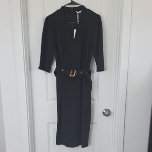 Grace Karin Black 3/4 Sleeve Dress with Belt